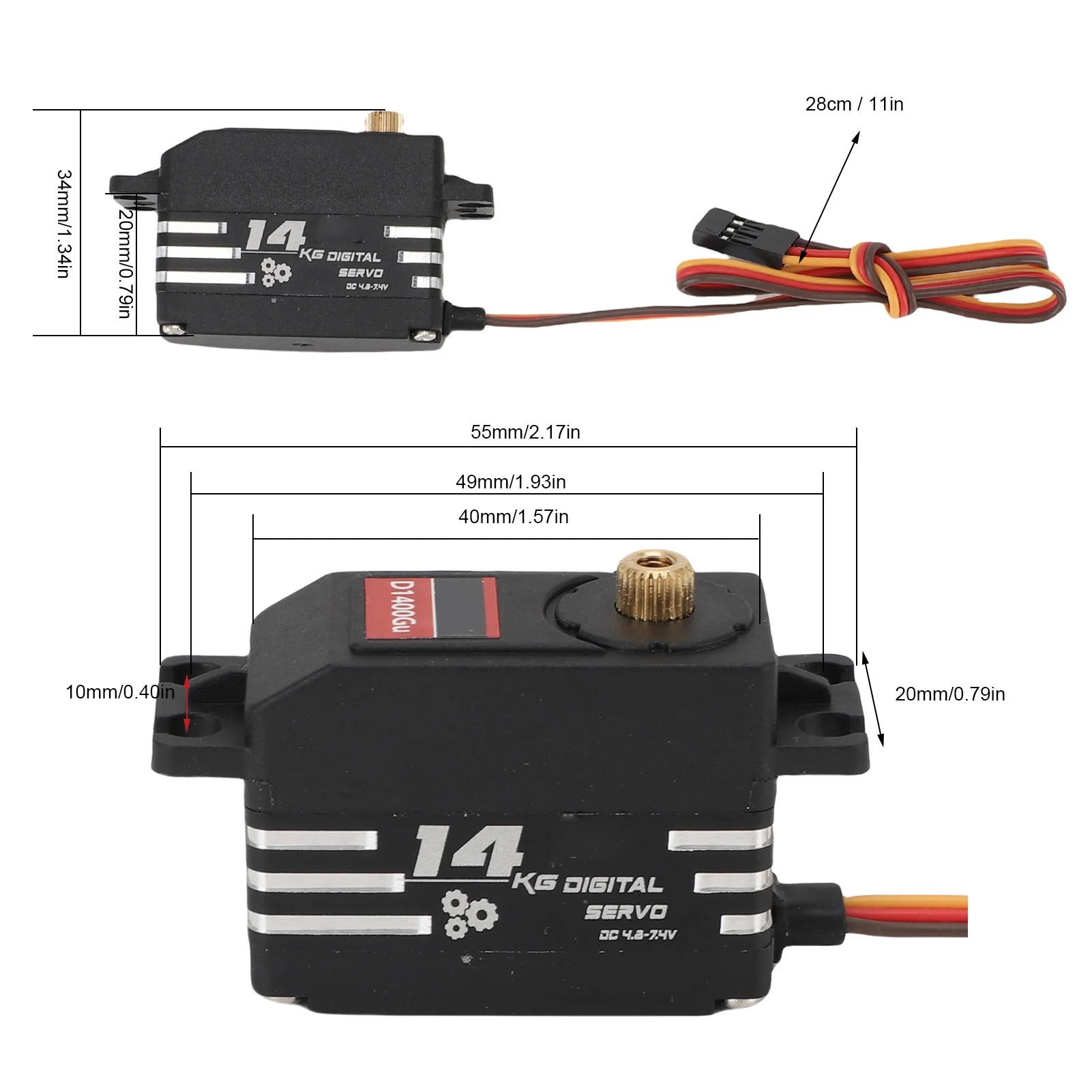 디지털 서보 모터 180 °   회전 14KG 고속 토션 서보 모터 RC 자동차 트럭 크롤러 보트 로봇용 고강도 RC 서보