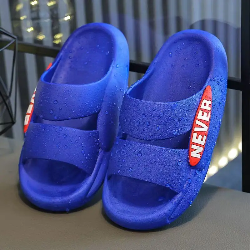 Summer Children's New One Word Hollow Slippers Boys Soft Sole Non Slip Anti Odor Home Slipper Bathroom Slippers Outdoor Slippers