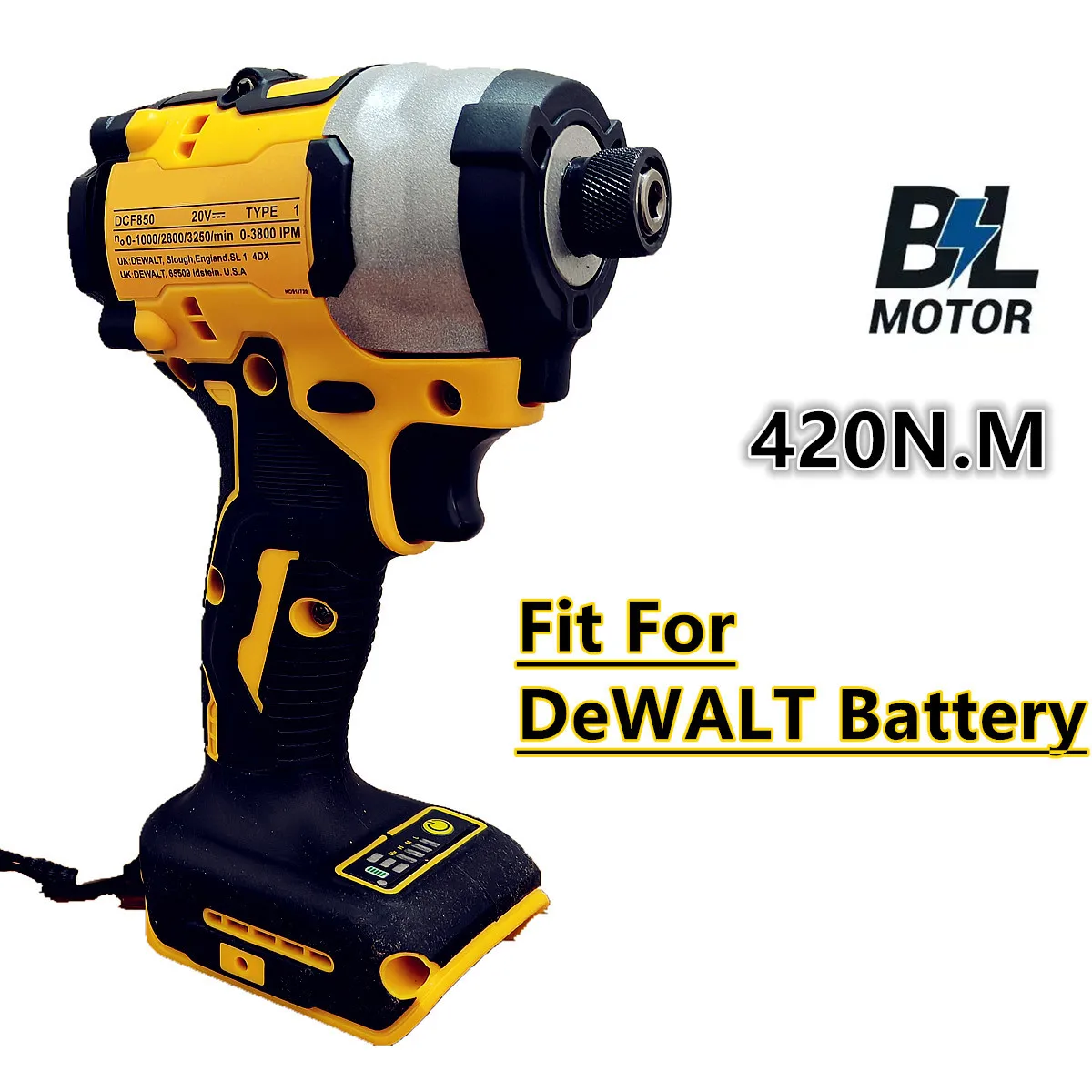 Fit For DeWALT 20V Battery Brushless Impact Driver Cordless Screwdriver Electric Impact Drill Power Tools DCF850