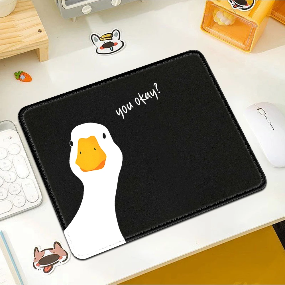 Black Mini Mouse Pad Funny Goose  Meme "are you ok" Portable Small Gaming Mouse Mat Smooth Surface Non-Slip for PC Notebook Desk view 4