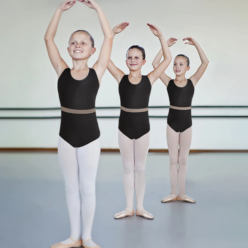 

Балетные трико для девочек, купальник без рукавов в форме капли воды, крест-накрест сзади, купальник-майка для танцевальной гимнастической одежды