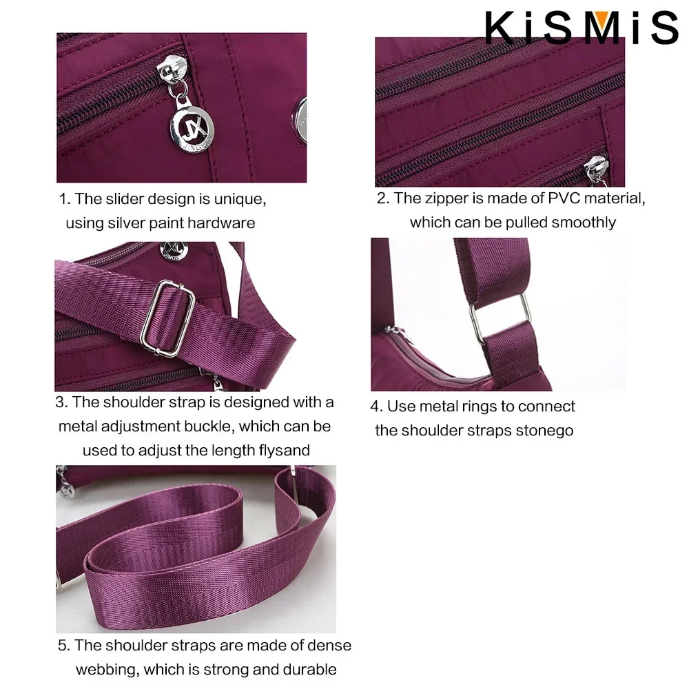 KISMIS 1PC Fashion Women Single Shoulder Bag Crossbody Bag Casual Handbags Messenger Bag Waterproof Oxford Bag