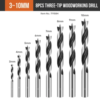 ใหม่1/8Pcs ไม้เจาะชุด HSS สามปลายสว่าน Bits ชุดหกเหลี่ยมสำหรับงานไม้โลหะไม้เครื่องมือ3/4/5/6/7/8/9/10มม.