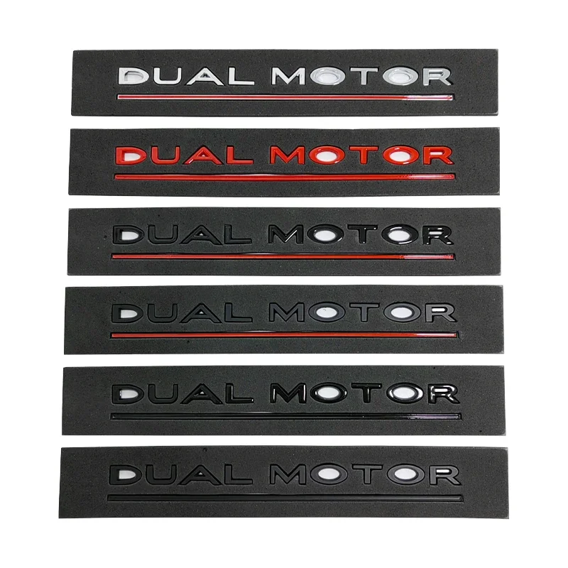 3D ABS Chrome Red Line Black Logo DUAL MOTOR Emblem Letters Car Styling Trunk Badge For Tesla 3 Y S X DUAL MOTOR Accessories