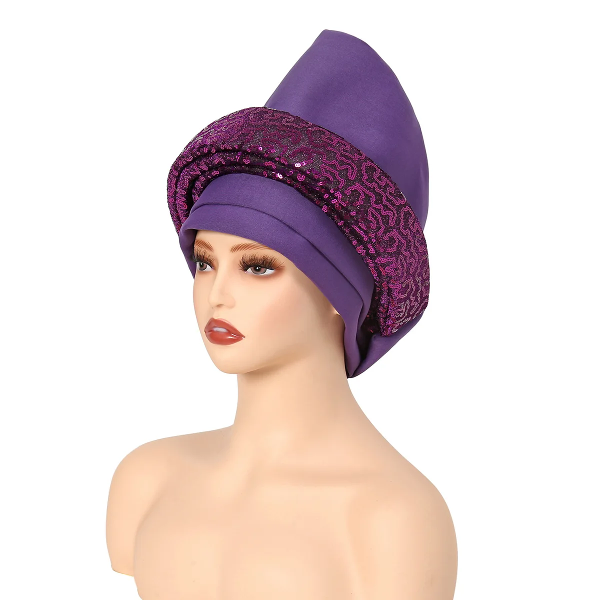 

Cross-border sequined double-layer sponge African hat Muslim hat Baotou hat