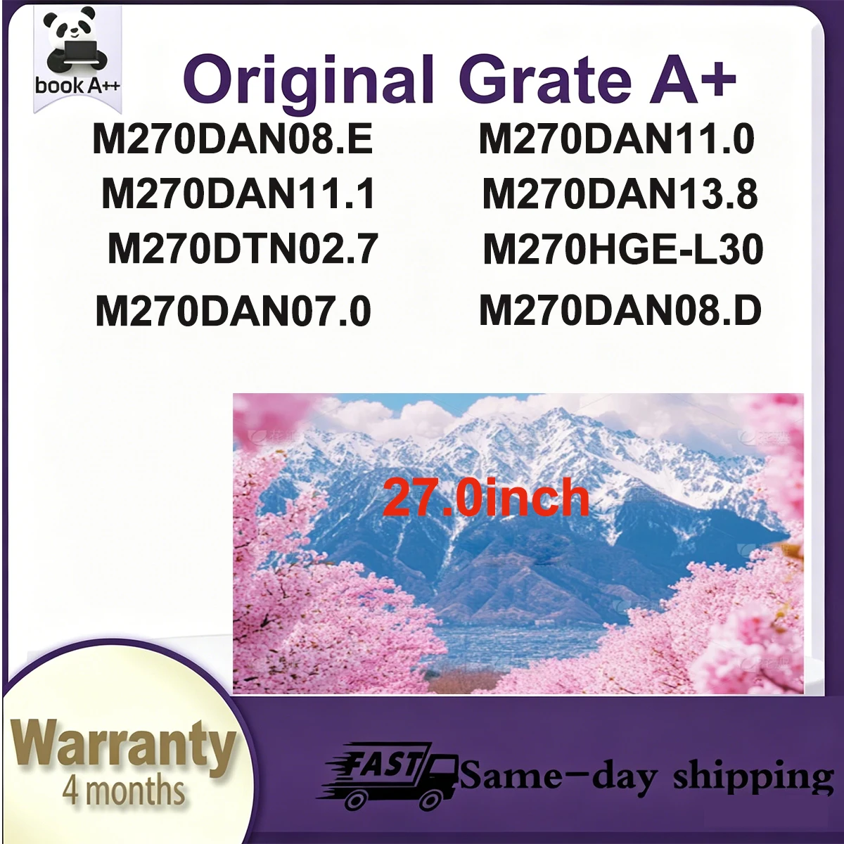 Original New A+27"IPS LCD Screen M270DAN08.E M270DAN11.0 M270DAN11.1 M270DAN13.8 M270DTN02.7 M270HGE-L30 M270DAN07.0 M270DAN08.D