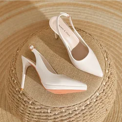 Heels Women Sandals Pointed Toe Thin Heel Shoes Women's New Sexy Super High Heels with A Toe Wrap An Empty Back Sandal Female