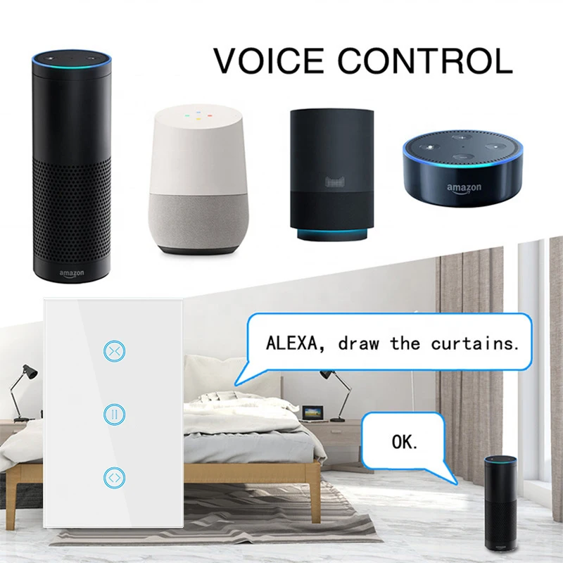 Tuya WiFi Smart roller shutter switch US/EU/UK wireless Timer switch Glass material Remote Control Works with Home Assistant