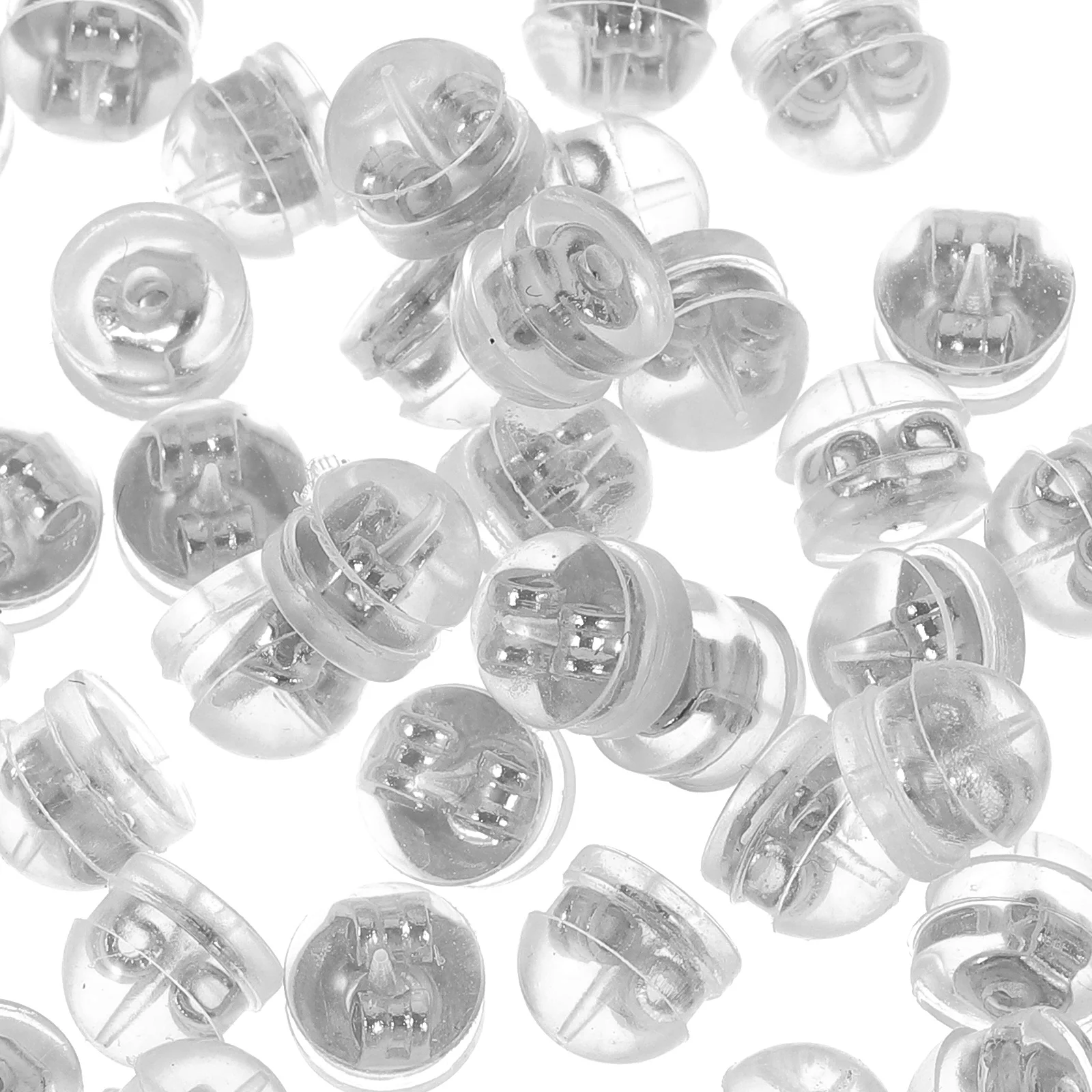 50 قطعة من حلق الذهب الأبيض البديل، مقابض متينة وخفيفة الوزن وآمنة لملحقات القرط المثقوبة