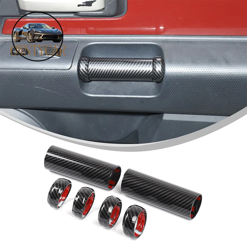 

For Toyota FJ Cruiser 2007-2021 ABS Carbon Fiber Car Door Inner Handle Protective Cover Decorative Stickers Car Accessories