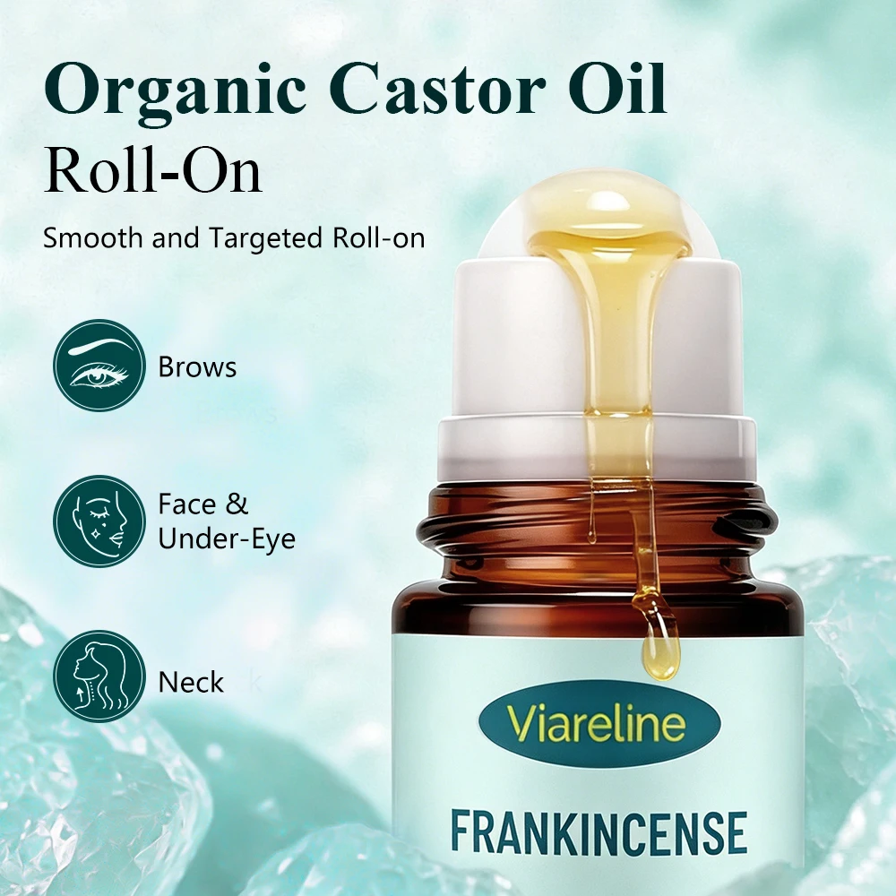 Frankincense Castor Oil Roll-On 50ml, Hydrating Body Oil for Skin Firming Look Moisturizing Roller for Dry Skin Scalp Face Oil
