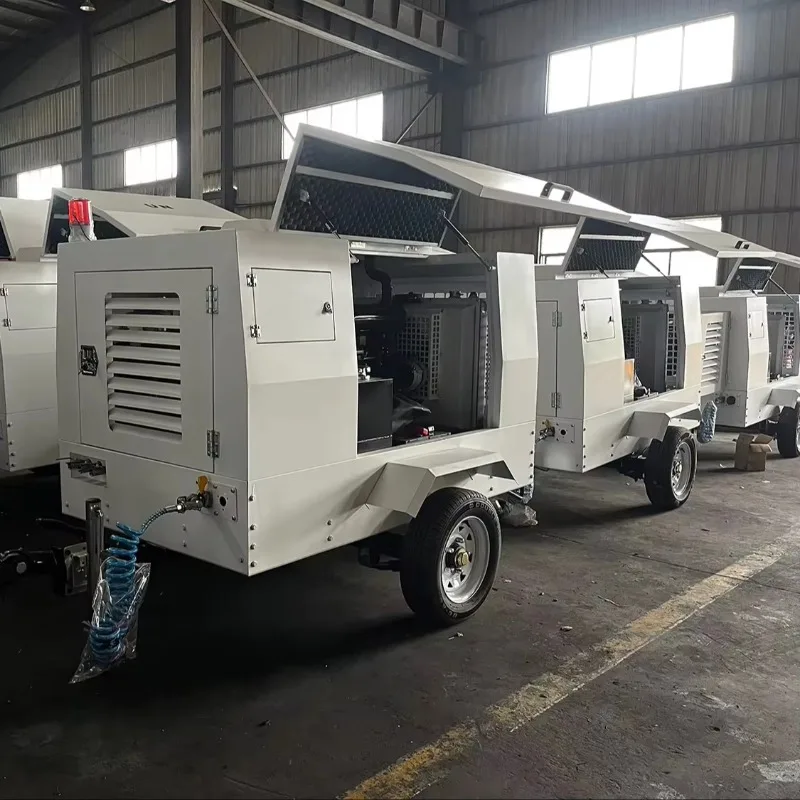 

YG Customized 185 Cfm Screw Air Compressor Trailer Type Small Portable Air Compressor Diesel For Pneumatic Rock Drill
