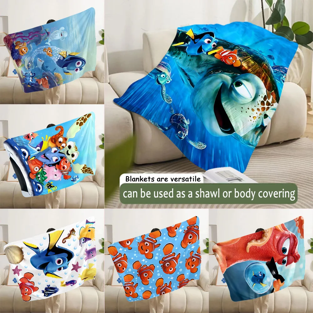 Cartoon Kawaii Nemo Dory Printed Blanket Picnic Blankets Warm Blanket Soft and Comfortable Blanket Home Travel Birthday Gift