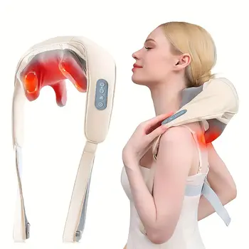 Massage shawl electric neck and back massage machine wireless shoulder kneading cervical muscle relaxer 45 ° c hot compress Hea