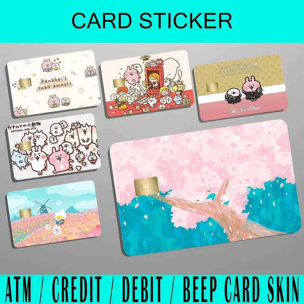 Japan Cute Cartoon K-Kanahei K Bank Credit Cards Bus Pass Stickers Cool Decoration Waterproof 4PCS Card