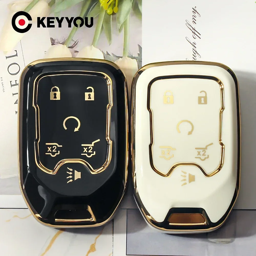 KEYYOU 1 Uds TPU funda para llave de coche carcasa para Chevrolet Silverado GMC Sierra 1500 2500HD 3500HD Terrain Acadia 2020 2021 2022