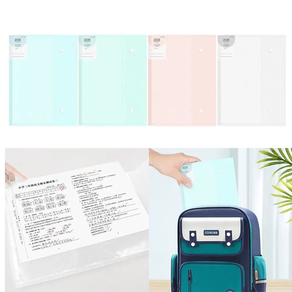 

New A3 Test Paper Folder Transparent Insert Folded Folders Exam Folder Students Paper Storage Booklet