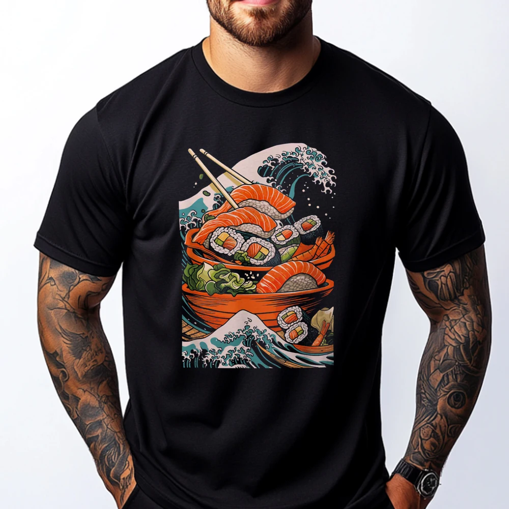 

Funny Japanese Food Sushi Kawaii Sushi Lovers Anime Otaku Graphic Shirts Men Funny Shirt Big Size Aesthetic