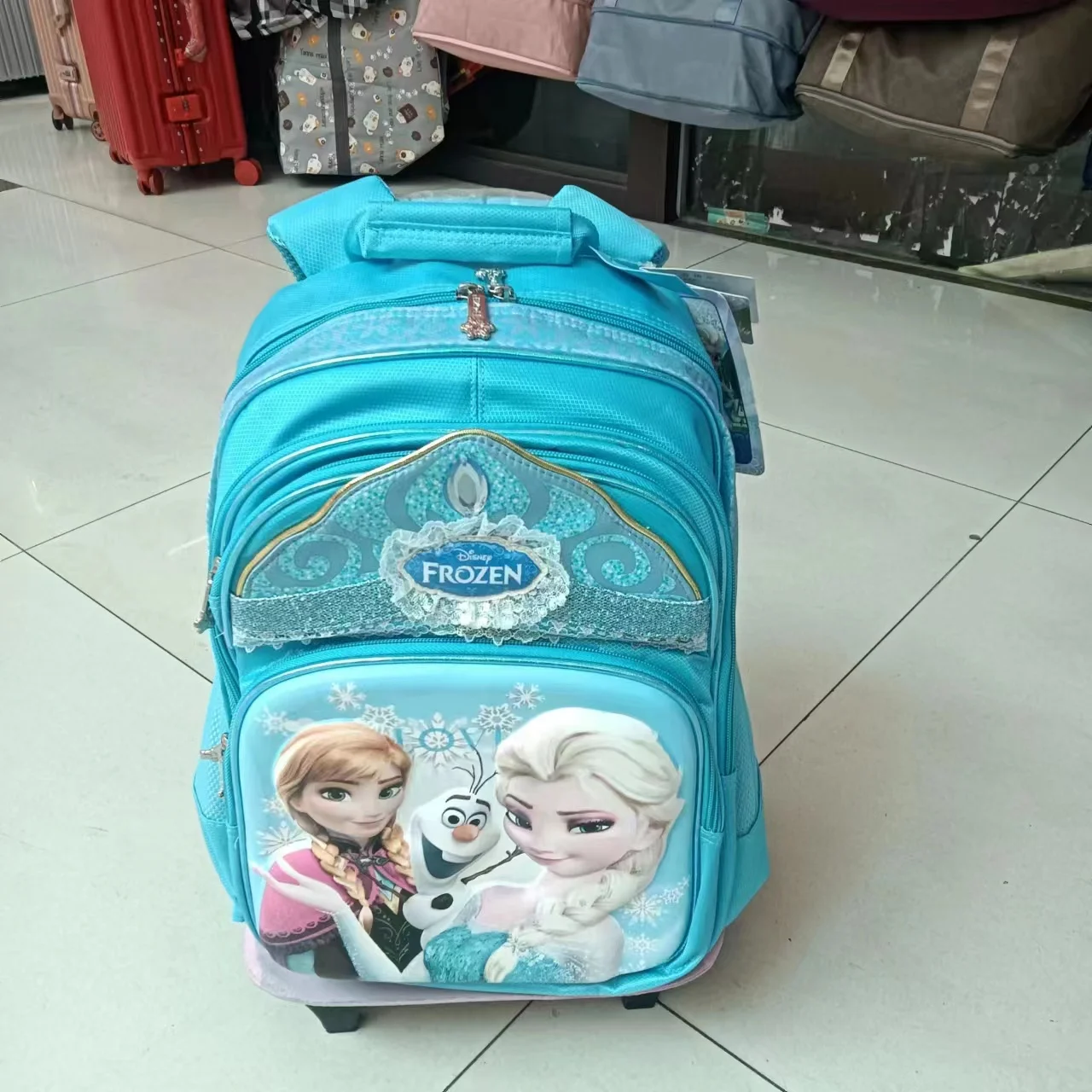 Disney New Girl Rolling School Bags Frozen Elsa Primary Student Shoulder Orthopedic Backpack