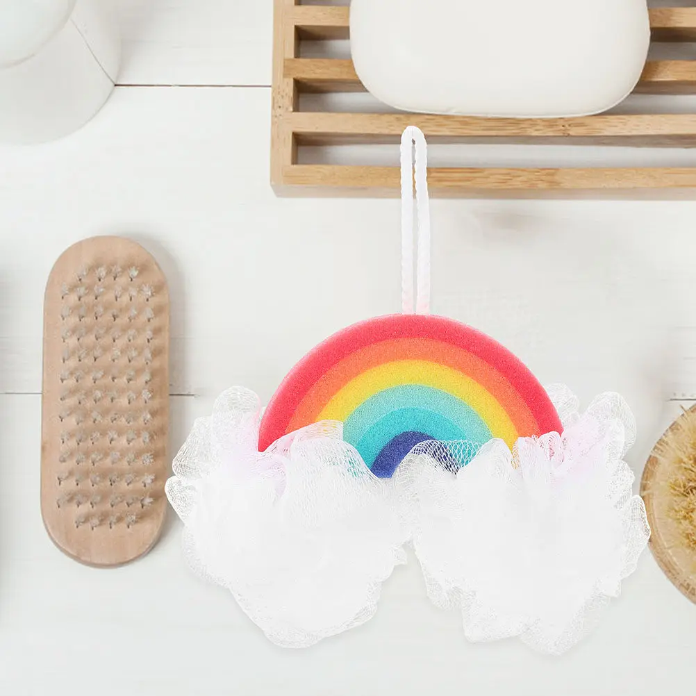 

Rainbow Baby Bath Scrubber Soft Sponge Adorable Portable Body Scrubber Household Baby Supply Toddler Kids Bath Accessory