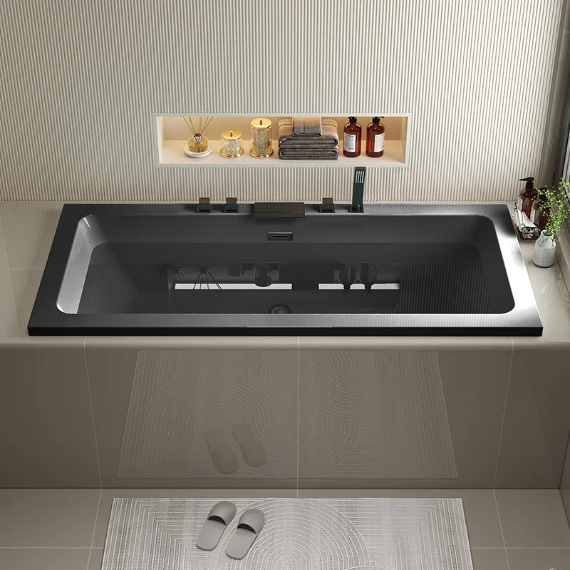 

Ванна каменная без юбки, встраиваемая ванна для дома, цветная акриловая ванна премиум-класса, черная пара, двойная 1,5-1