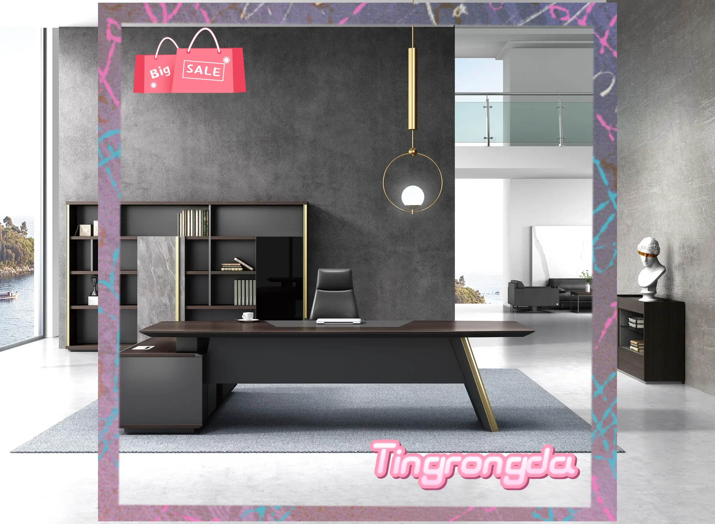 Attractive US Good Selling 2.4M Modern Design Luxury Workspace CEO Presidential Office Furniture Executive Desk