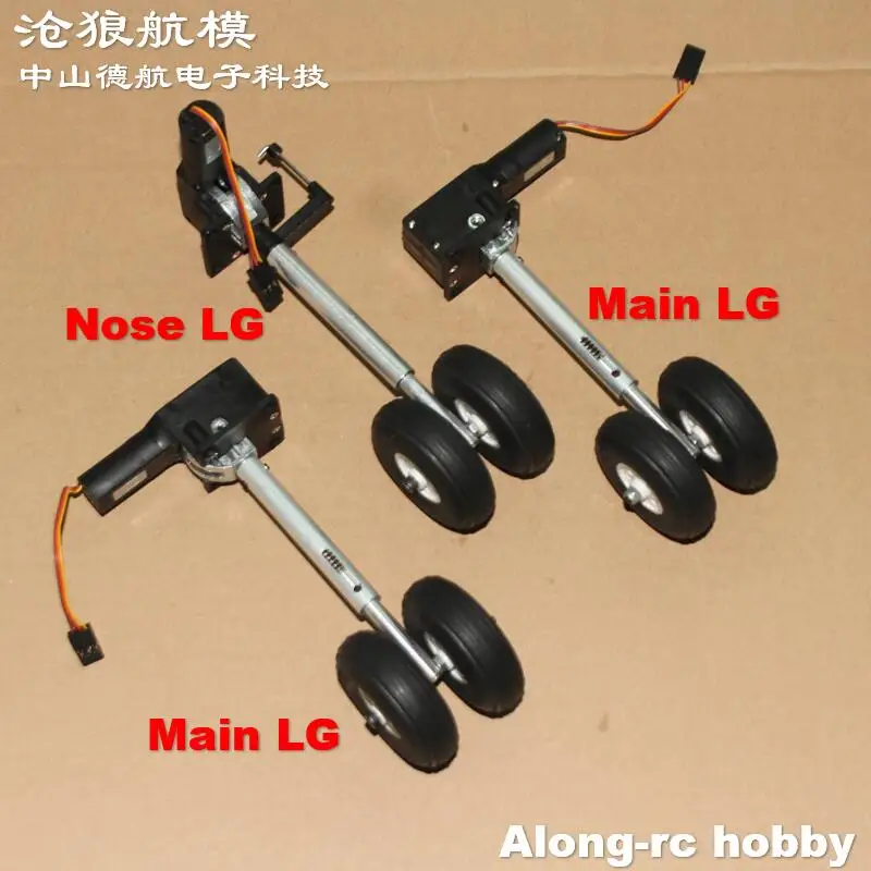 Train d'atterrissage rétractable hauteur 123mm 230g avec deux roues en PU de 2.0 pouces pour avion de loisir RC 2-4kg avion de chasse bricolage