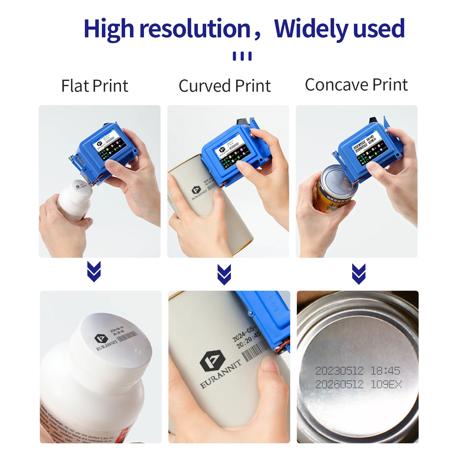 EURANNIT E11 0.5 インチマルチカラーポータブルミニプリンタハンドヘルドインクジェットプリンタインクなし QR バーコードロゴ日付印刷機