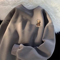 American Style round Neck Sweatshirt Men's Autumn New Trend Loose Casual Versatile Couple's Top Coat Youth  Cotton 100%