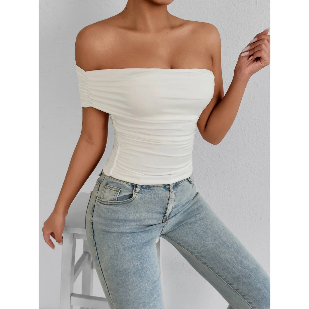 

Y2k Slim Fit Print Tops Short Sleeve Tee Shirt Fashion Top Women Off Shoulder Vintage Fake Two Piece Halter Lace Up T-shirts
