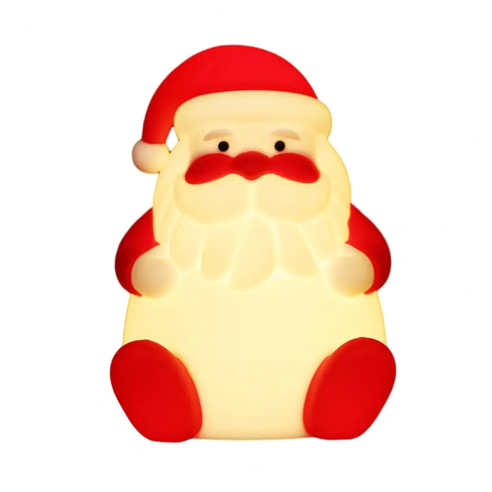 Santa Silicone Faucet Light Color Changing Santa Claus Night Light with Usb-c Charging Rechargeable Bedside Touch Lamp for Baby
