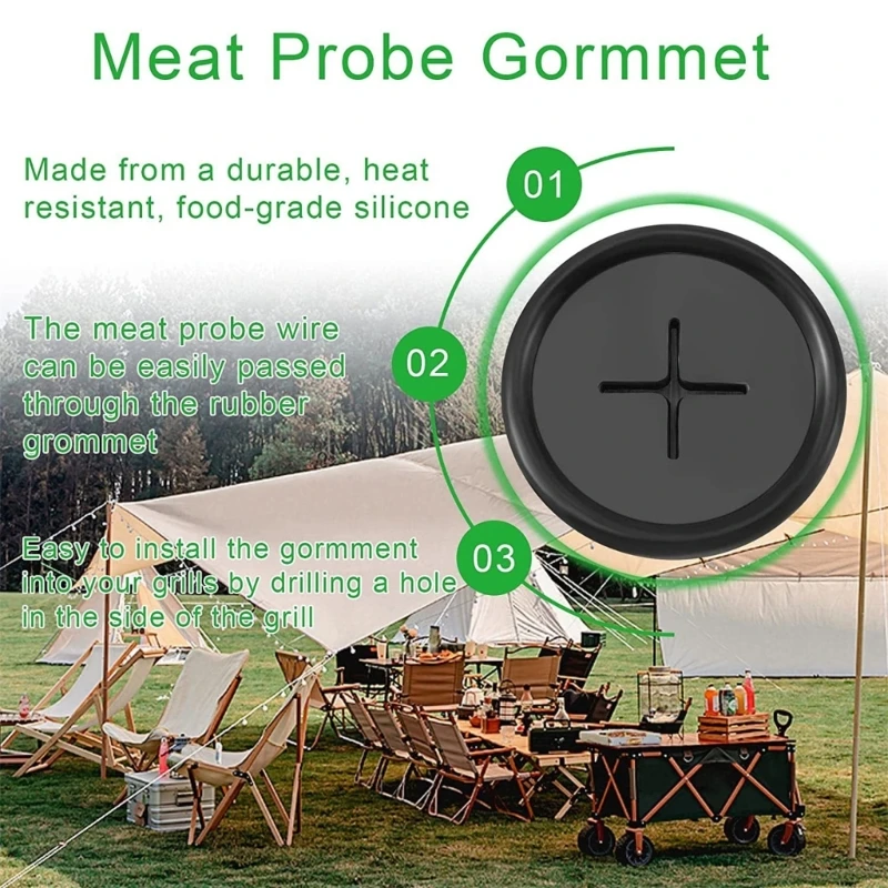 3/6pcs Rubber Probe Grommet Replacement Black Temp Probe Grommet BBQ Grills Grommet Barbecue Accessories Drop Shipping