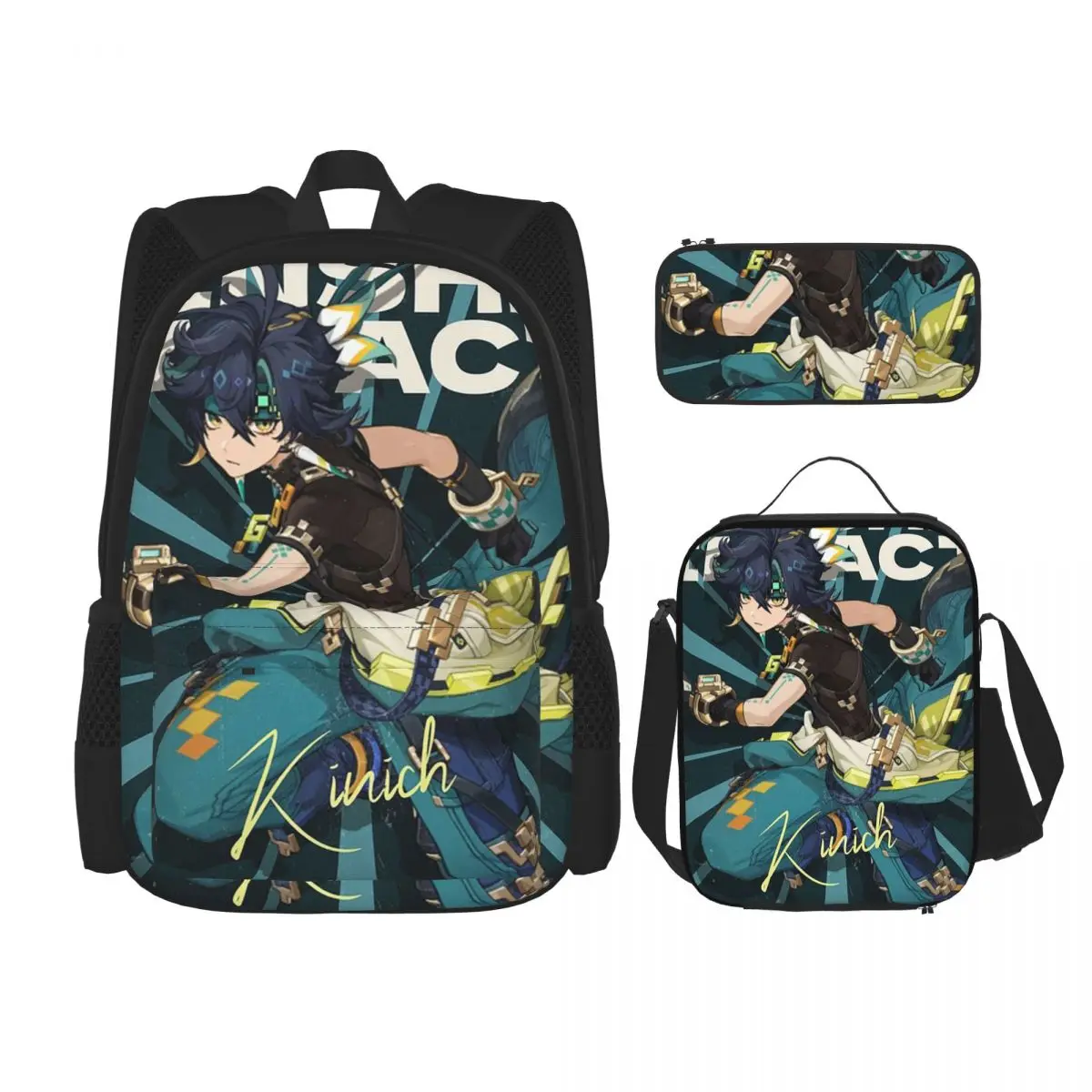 

Kinich Sunblast Genshin Impact Backpacks Boys Girls Bookbag Children School Bags Kids Rucksack Lunch Bag Pen Bag Three-Piece Set
