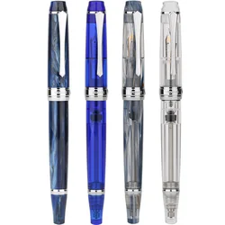 PENBBS 456 Resin Transparent Vacuum Filling Fountain Pen Fine Nib Fashion Writing Office Gift Ink Pen Set School Supplies