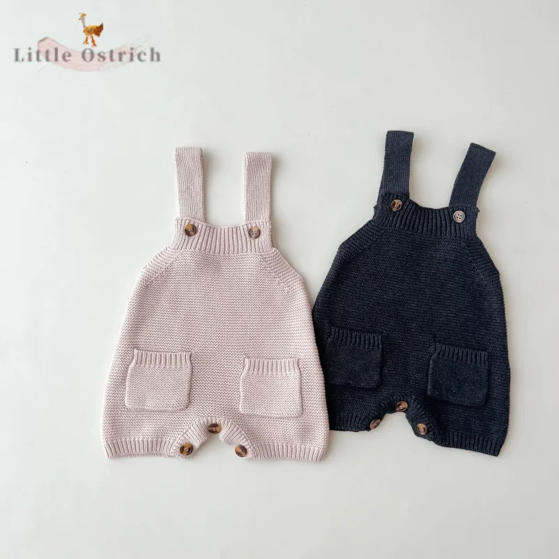 

Newborn Baby Girl Boy Cotton Suspender Romper Infant Toddler Child Sleeveless Knitted Jumpsuit Solid Pullover Baby Clothes 3M-2Y