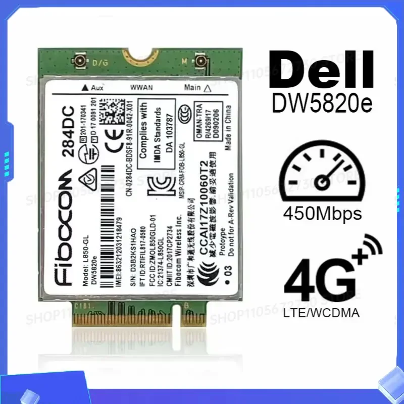 for Fibocom L850 GL 4G WWAN Module DW5820e Part Number 0284DC Support LTE WCDMA Fit for Latitude 3500 5400 Notebook