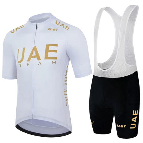 Equipo profesional de verano para hombre de los Emiratos Árabes Unidos, camiseta de ciclismo, traje de ciclismo de manga corta, Top de ciclismo y pantalones cortos con pechera, almohadilla esponjosa
