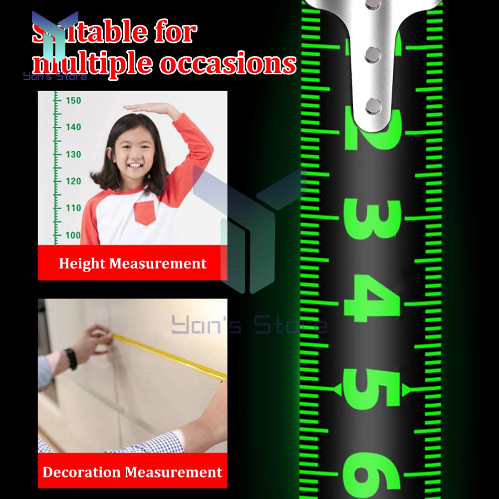 5m/7.5m/10m Fluorescent Steel Tape Measure Meter Wear-Resistant Thickened Measurement Ruler Multi-Use Measuring Distance Tool