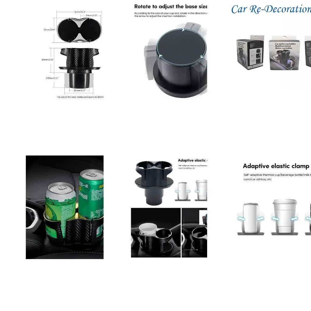 

R58D 2 в 1 двойной чашки -держатель автомобильной чашки -хворитель Expander Adapter Adapter Вставка с двойным хранением.