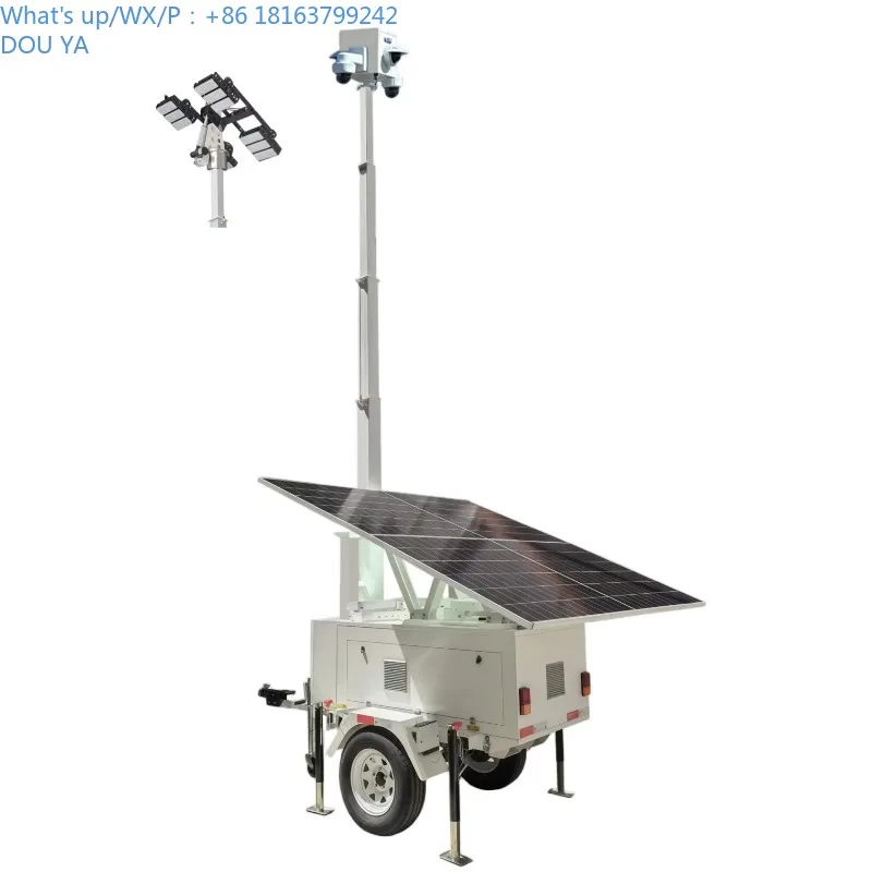 Mobiler Solarsicherheitsanhänger mit 6 m manuellem Mast zur Parkplatzüberwachung