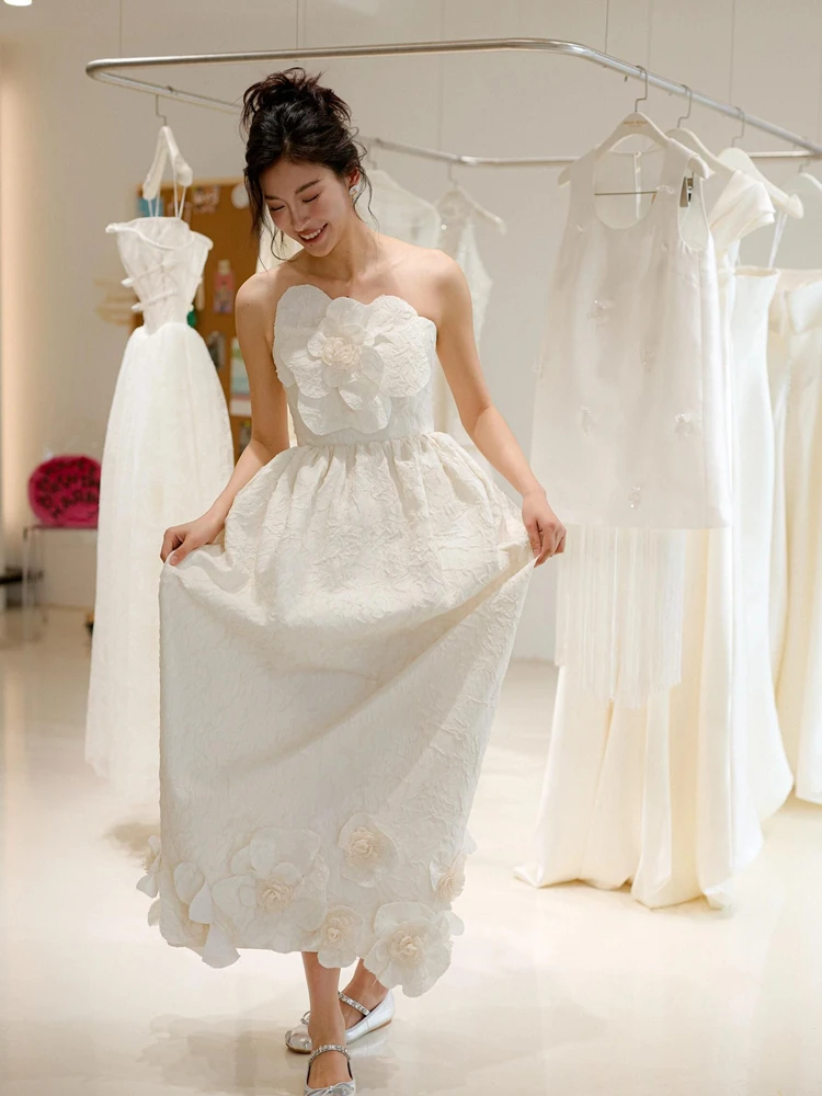 

Simple Sweet Flower Bride Wedding Light Wedding Dress Gown Birthday Adult Ceremony Engagement Ceremony Dress Skirt