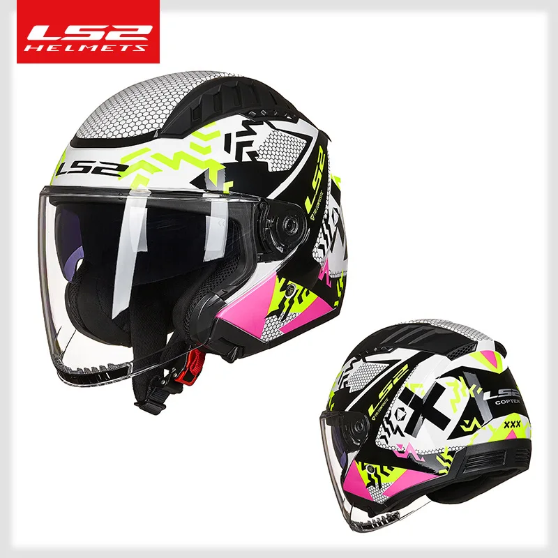 LS2 OF600 Retro Motorcycle Helmet with Dual Visor Unisex Full Protection Safety Helmet Suitable for All Seasons Riding