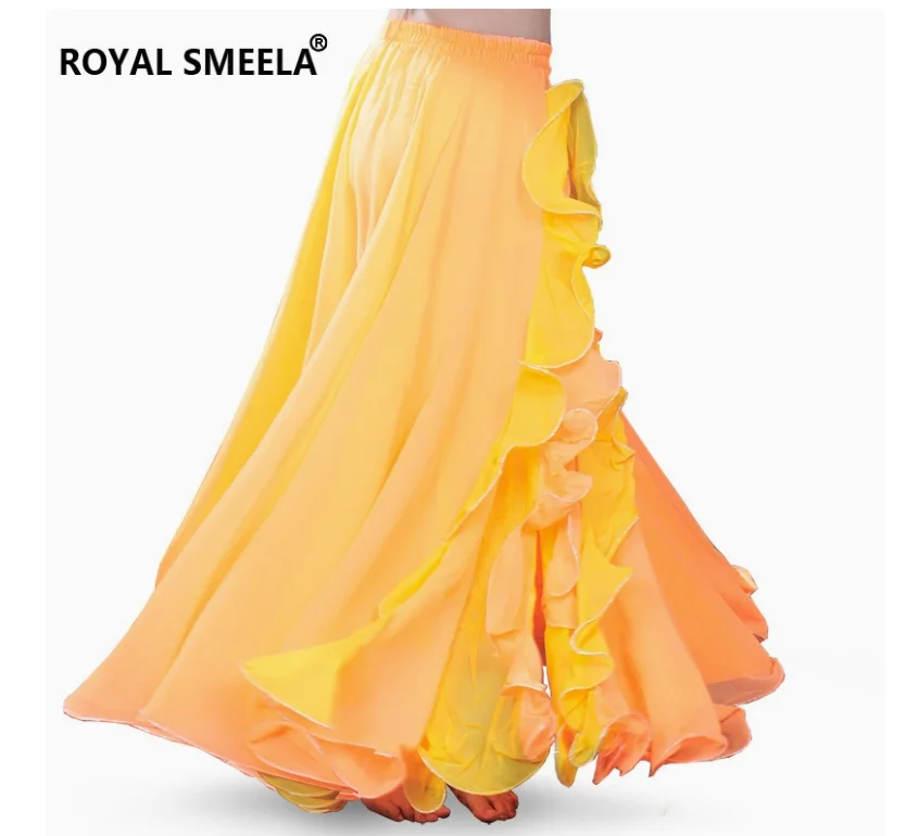 1pcs/lot woman chiffon belly dancing long skirt lady sexy slit long dancing skirt performance skirt