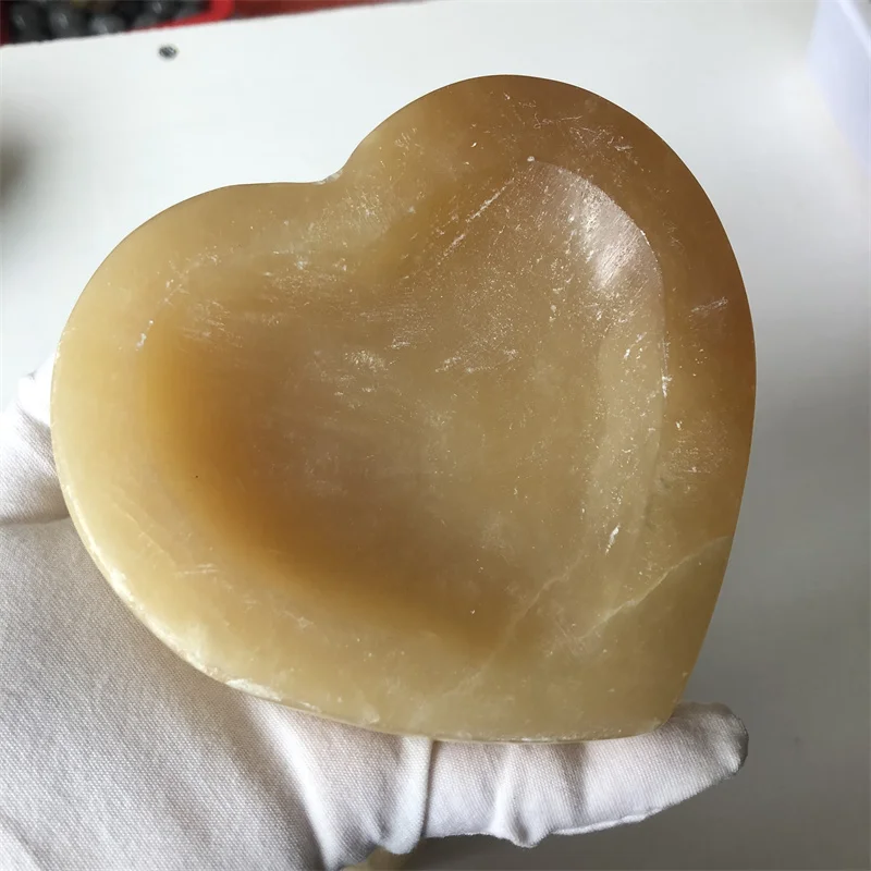 crystals ashtray yellow jade bowl heart natural stones and minerals healing home decoration