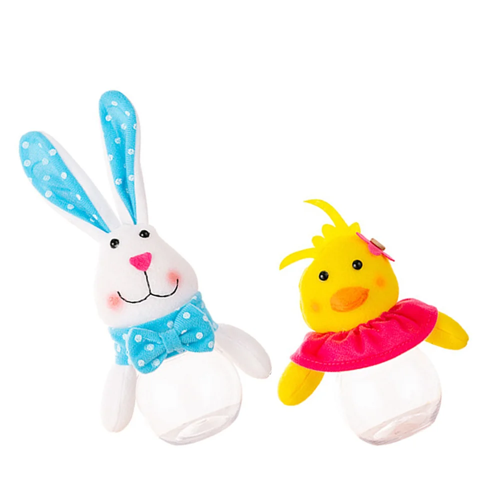 

2Pcs Easter Decoration Candy Boxes Bunny Duck Style Reusable Candy Storage Jar Gift Box Treat Holder Party Favor