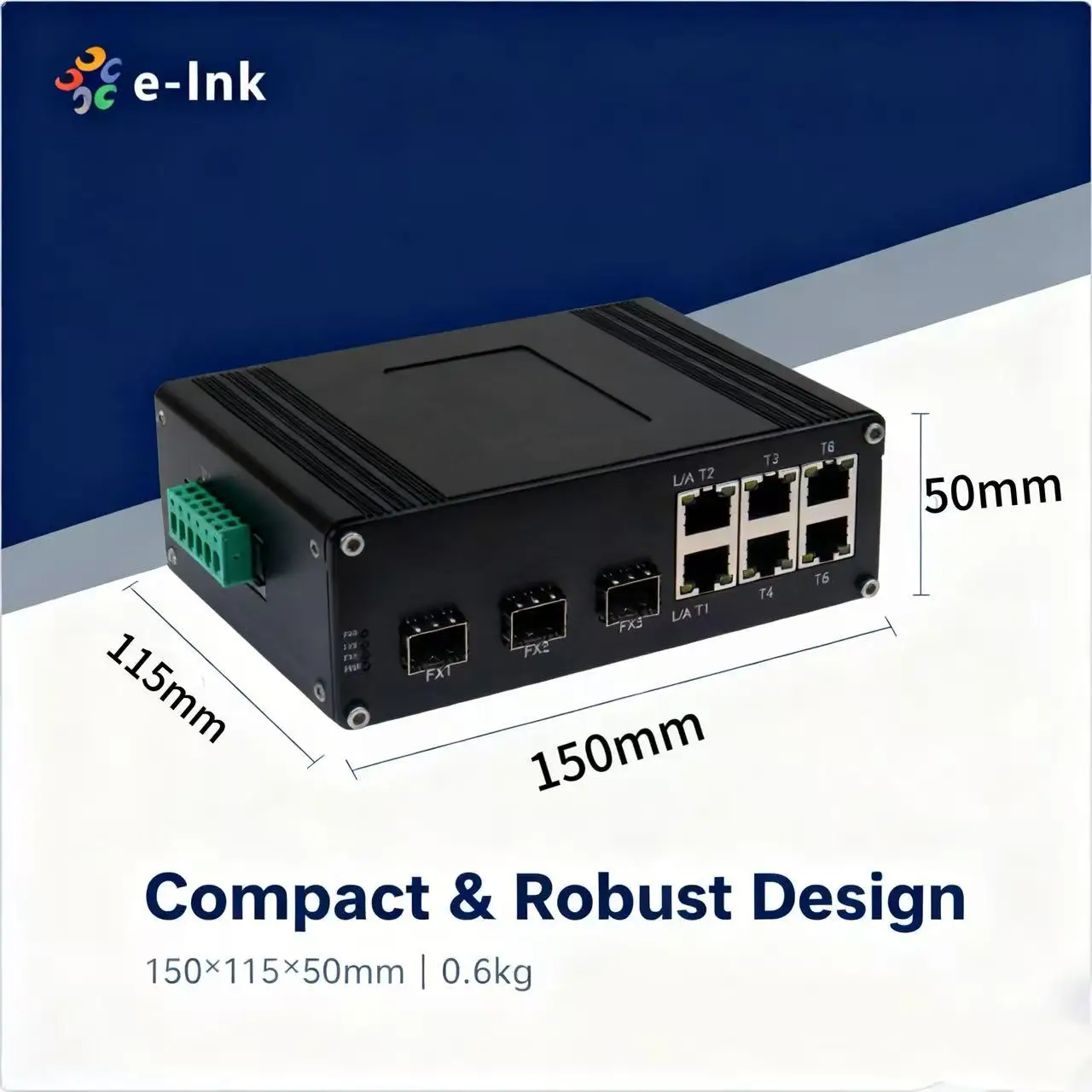 Industrial 6-port 10/100Base-T + 3-port 100BASE-FX Ethernet Switch