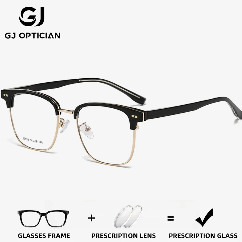 

GJ OPTICIANTR модные пластиковые титановые квадратные очки в оптической оправе с защитой от синего света, очки для близорукости из сплава