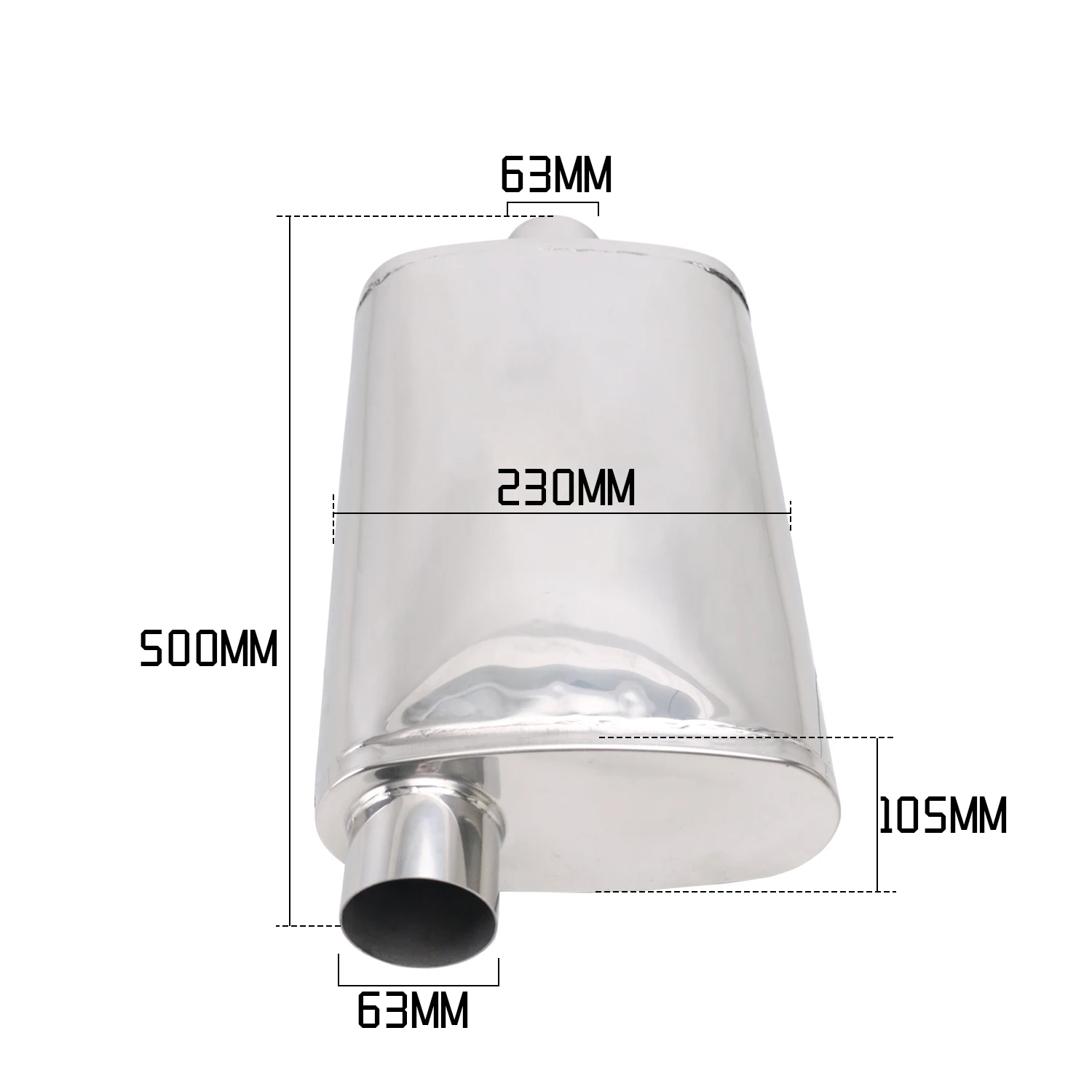 Stainless Steel Exhaust Middle Muffler 2.5 Inch Straight Muffler Pipe Universal Car Resonator