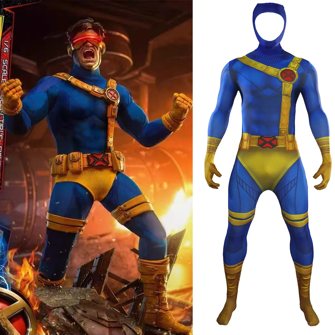 

Cyclops Scott Summers Jumpsuit Cosplay Costume Bodysuit Halloween Costume Party Performance Clothing for Adult Kids