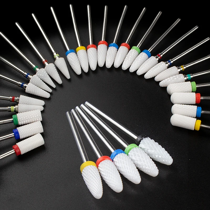 Ceramic Nail Drill Bit 3/32 Inch Milling Cutter for Manicure Machine Accessories Pedicure Nail File Bits for Remove Acrylic Gel
